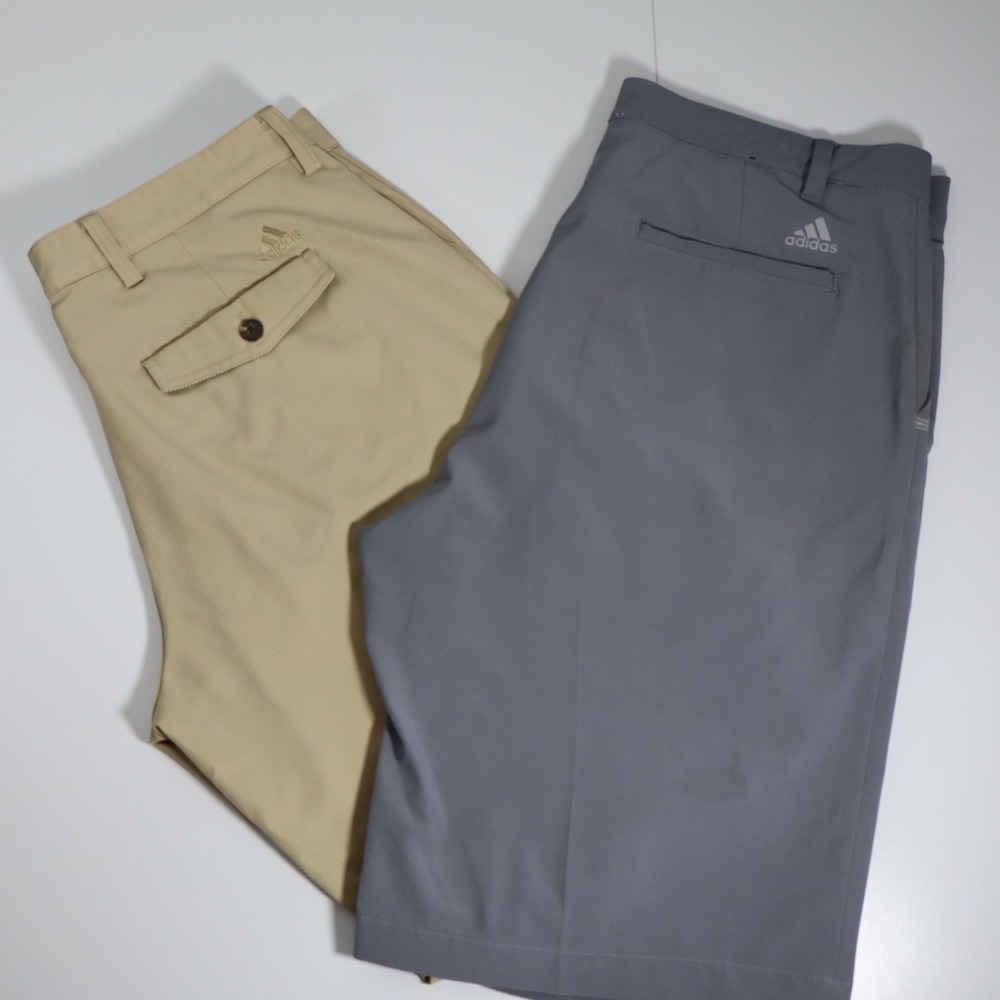 Adidas Golf Shorts Mens 34 Gray Tan Climalite Performance Lot of 2